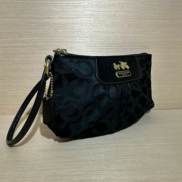 Like New - Coach Signature Wristlet Black - Picture 3 of 10